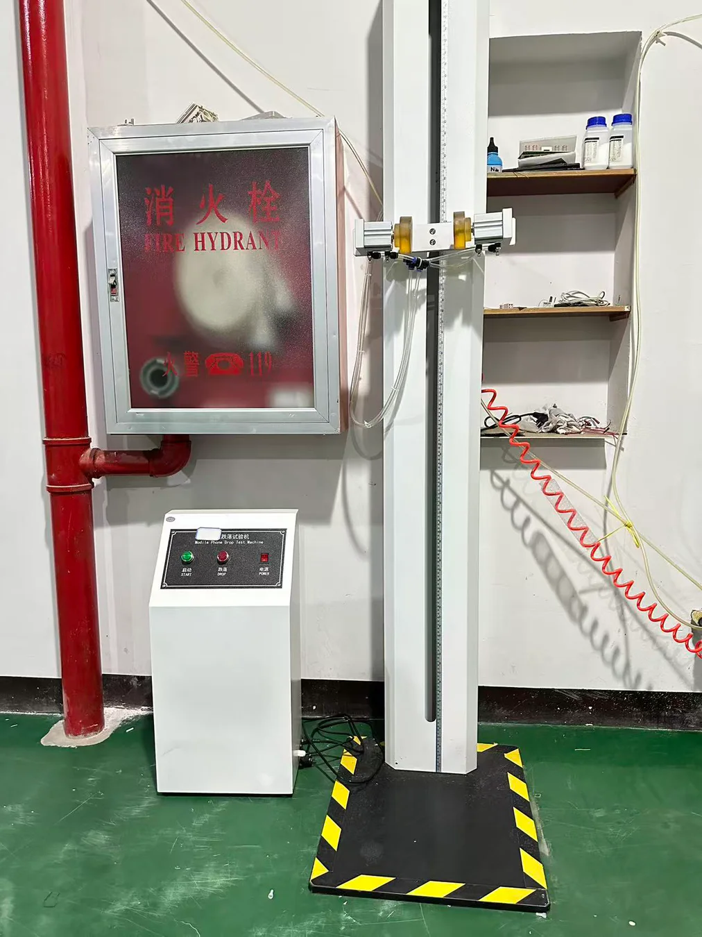 Supplied photograph of drop-test equipment